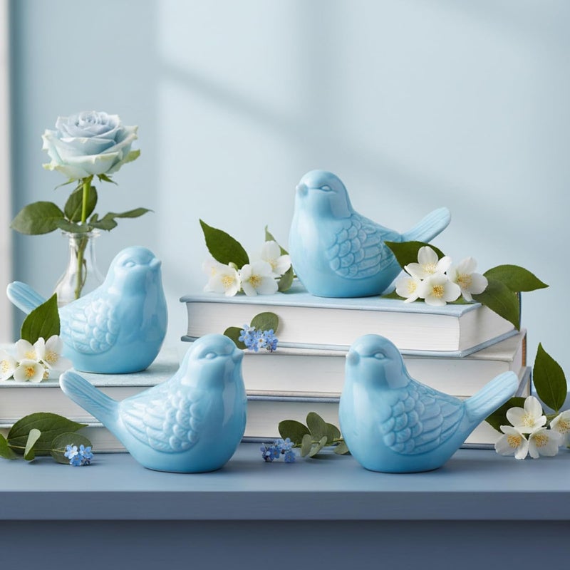 Ferrochef 4 Pcs Ceramic Bird Toilet Bolt Caps Funny Toilet Bolt Covers Decorative Cute Animal Gadget Toilets Floor Caps for Waterproof Toilets Bowl Screws Bathroom Decorative Easy Installation(Blue) - Image 4